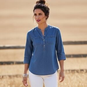 Bit & Bridle 100% Cotton Relaxed Fit Denim Top